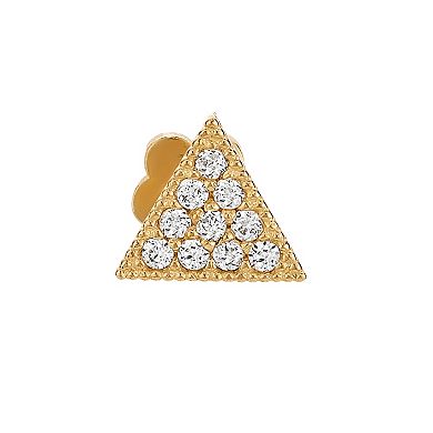 Lila Moon 14k Gold Cubic Zirconia Triangle Cartilage Stud Earring