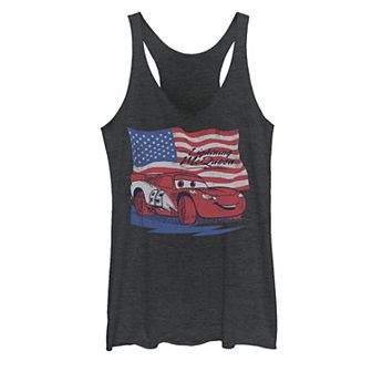 Juniors' ©Disney Pixar Cars US Flag Lightning McQueen Retro Graphic Tank Top