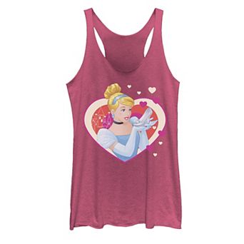 Juniors' ©Disney Cinderella Valentine's Sparkle Hearts Graphic Tank Top