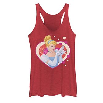 Juniors' ©Disney Cinderella Valentine's Sparkle Hearts Graphic Tank Top
