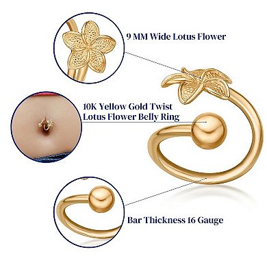 Lila Moon 10k Gold Lotus Flower Twist Belly Ring