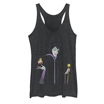 Disney's Sleeping Beauty Maleficent With Staff & Aurora Flame Juniors' Graphic Tank Top