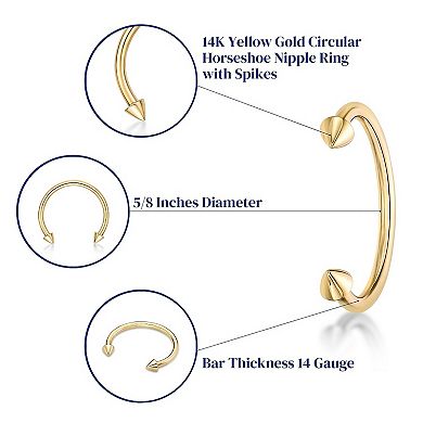Lila Moon 14k Gold Spiked Horseshoe Nipple Ring