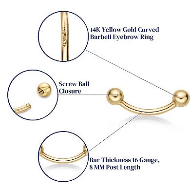 Lila Moon 14k Gold Curved Barbell Eyebrow Ring