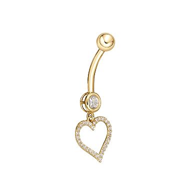 Lila Moon 10k Gold Cubic Zirconia Heart Belly Ring
