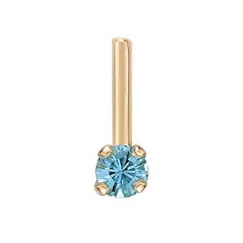 Lila Moon 14k Gold 90 Degree Blue Crystal Nose Stud