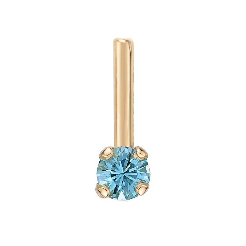 Lila Moon 14k Gold 90 Degree Blue Crystal Nose Stud, Womens, Yellow