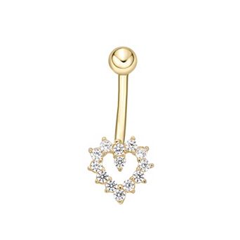 Lila Moon 14k Gold Cubic Zirconia Heart Belly Ring