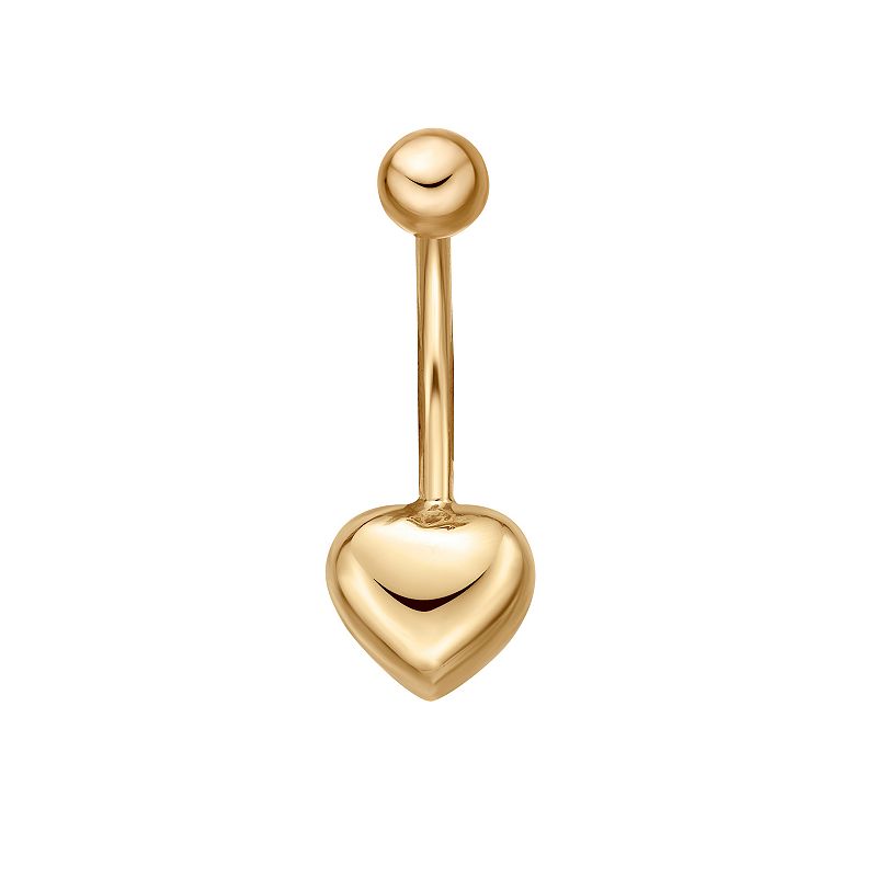 Lila Moon 10k Gold Puffed Heart Belly Ring, Womens, Yellow