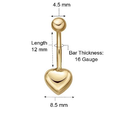Lila Moon 10k Gold Puffed Heart Belly Ring