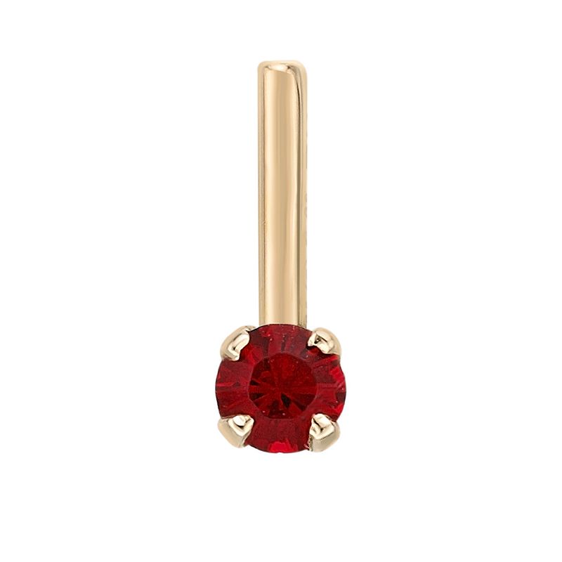 Lila Moon 14k Gold 90 Degree Red Crystal Nose Stud, Womens, Yellow
