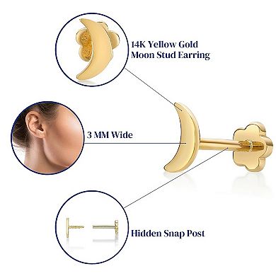 Lila Moon 14k Gold Moon Cartilage Earring
