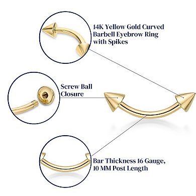 Lila Moon 14k Gold Curved Barbell Eyebrow Ring