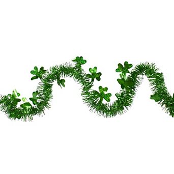 Green Tinsel Irish Shamrock St. Patrick's Day Garland