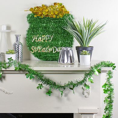 Green Tinsel Irish Shamrock St. Patrick's Day Garland