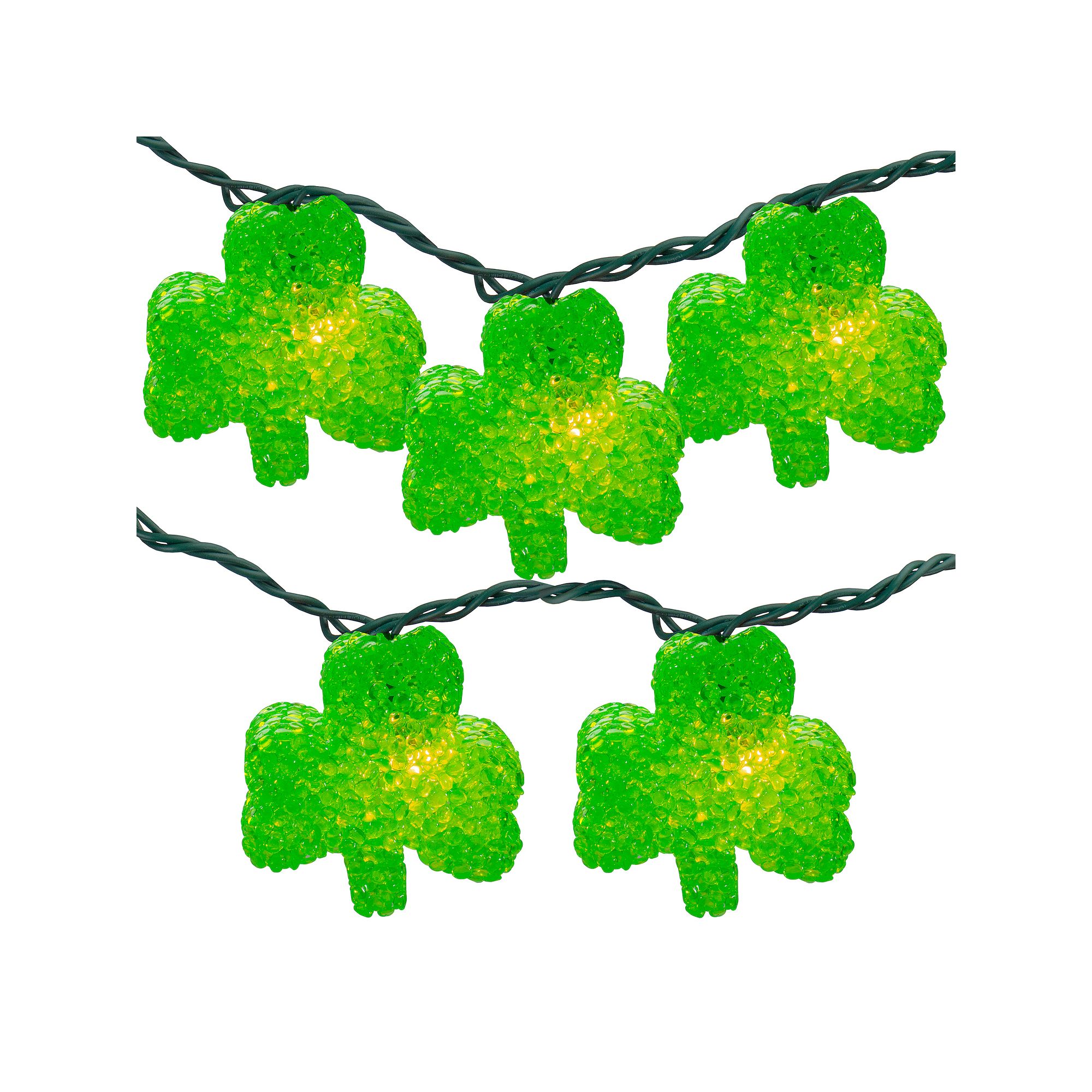 Green Irish Shamrock St Patricks Day 10-Light String Lights