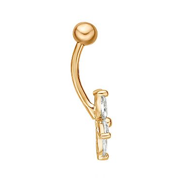 Lila Moon 10k White Gold Cubic Zirconia Flower Belly Ring
