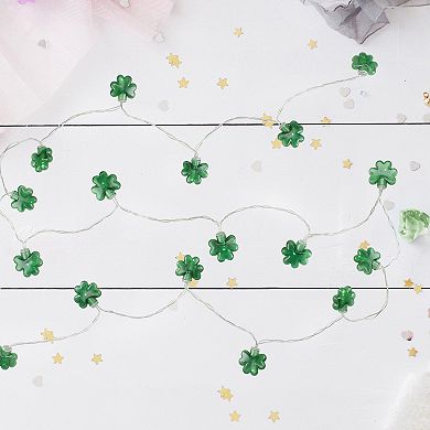Green LED Mini St Patrick's Day Shamrock 20-Light String Lights