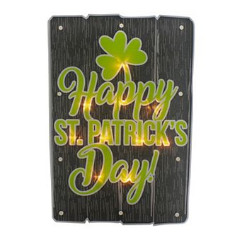 Light-Up Happy St. Patrick's Day Shamrock Window Wall Decor