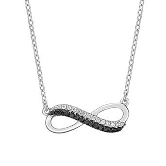 Gemminded 10k White Gold 1/6 Carat T.W. Black & White Diamond Necklace