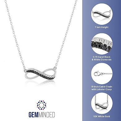 Gemminded 10k White Gold 1/6 Carat T.W. Black & White Diamond Necklace