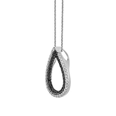 Gemminded 10k White Gold 1/5 Carat T.W. Black & White Diamond Teardrop Necklace