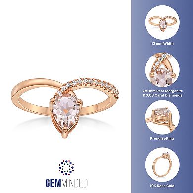 Gemminded 10k Rose Gold Morganite & Diamond Accent Twist Ring