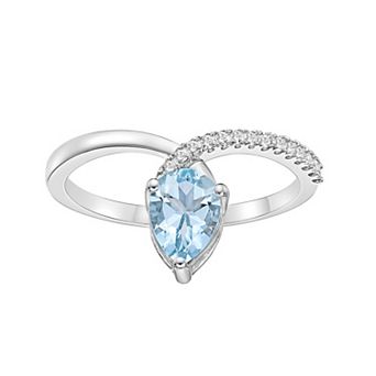 Gemminded 10k White Gold Aquamarine & Diamond Accent Twist Ring