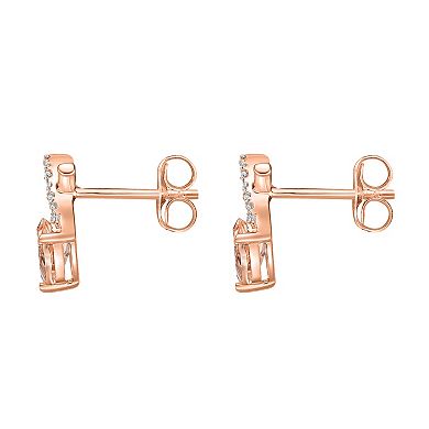 Gemminded 10k Rose Gold Morganite & Diamond Accent Stud Earrings