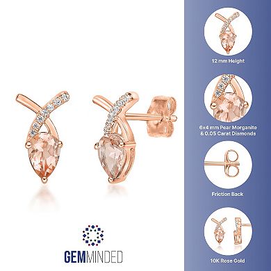 Gemminded 10k Rose Gold Morganite & Diamond Accent Stud Earrings