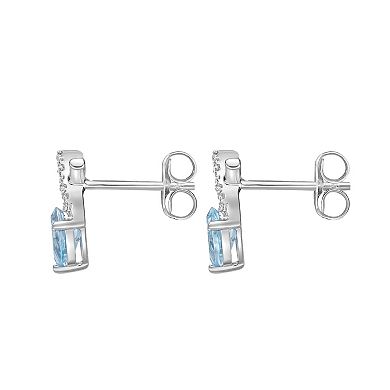 Gemminded 10k White Gold Aquamarine & Diamond Accent Stud Earrings