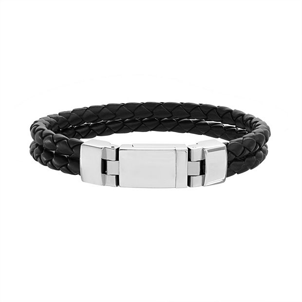 Men's Double Braid Italian Leather Bracelet