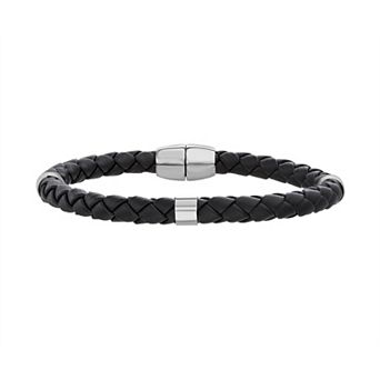 1913 Men's Stainless Steel Stations & Braided Vegan Leather Bracelet
