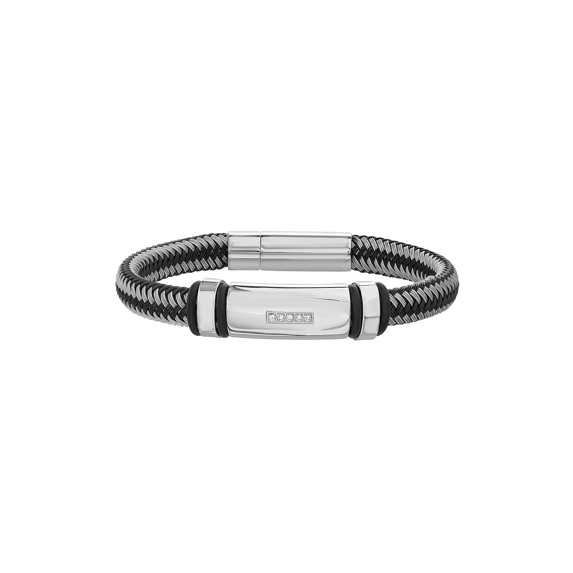 1913 Mens Two Tone Stainless Steel ID Bracelet, Size: 8.5
