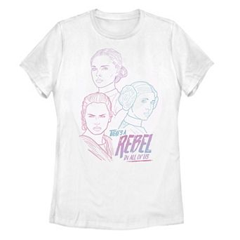 Juniors' Star Wars There's A Rebel In All Of Us Rebel Logo Sketch Graphic Tee