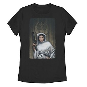 Juniors' Star Wars Princess Leia Rebel Painted Portrait Graphic Tee