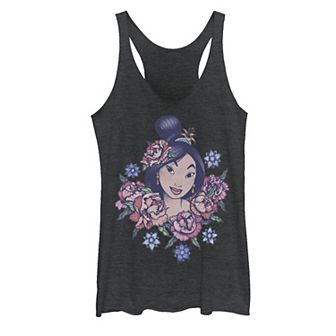 Disney's Mulan Juniors' Floral Portrait Vintage Graphic Tank Top