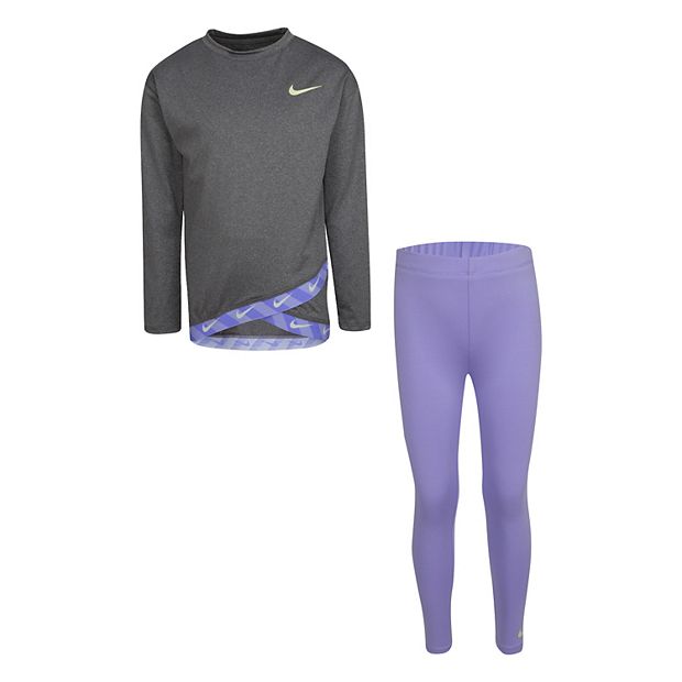 Nike - Girls Purple Logo Leggings Set