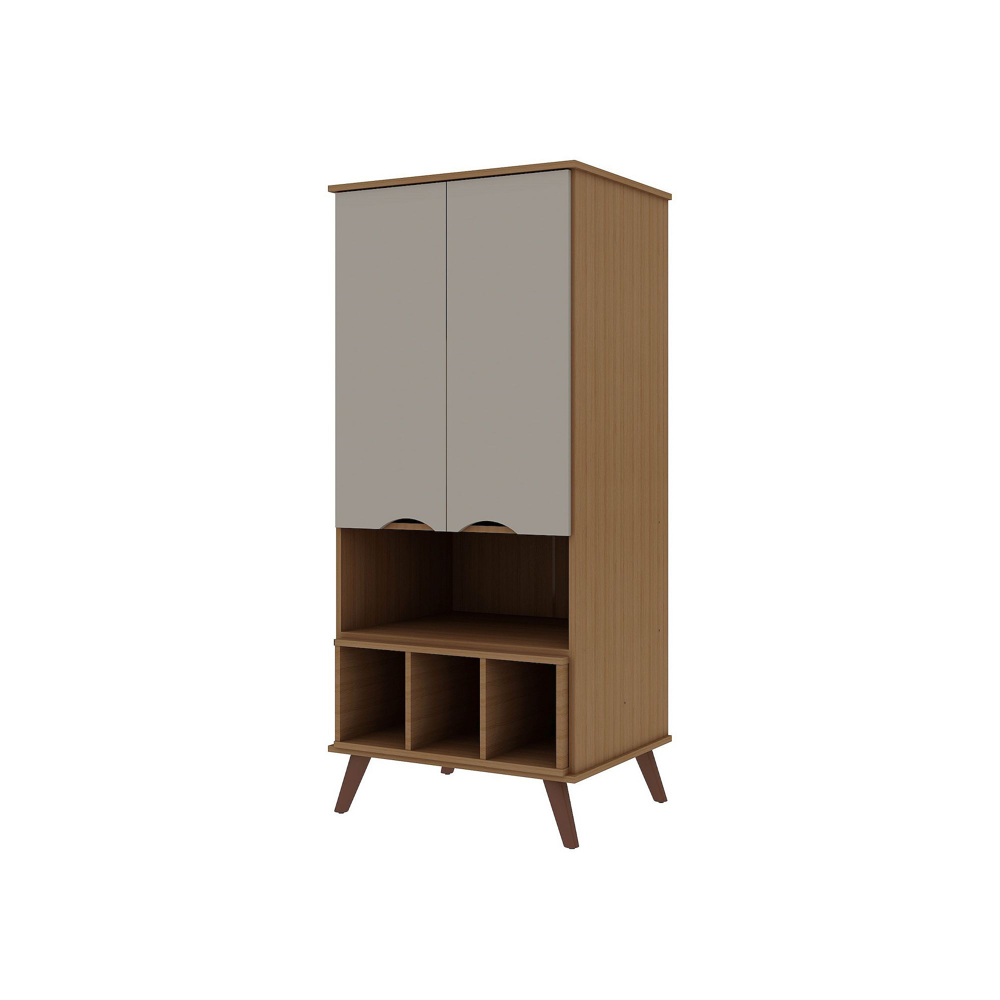 MANHATTAN COMFORT Hampton Display Cabinet, Maple Ivory Off White