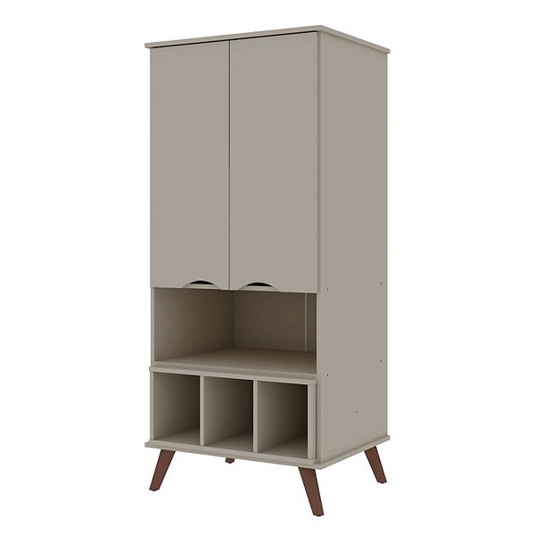 26.77" Hampton Display Cabinet Off White - Manhattan Comfort: Mid-Century Modern MDF Storage
