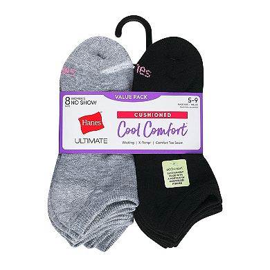 Women's Hanes Ultimate® Cool Comfort® 8-Pack Cushioned No-Show Socks HWUCN8