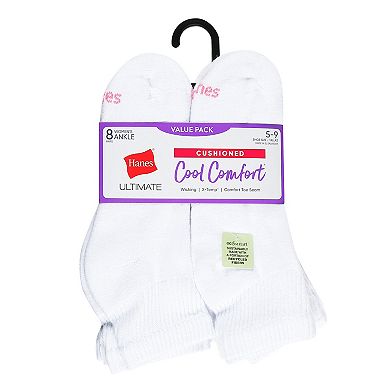 Women's Hanes Ultimate® Cool Comfort® 8-Pack Cushioned Ankle Socks HWUCA8