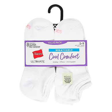 Women's Hanes 8-Pack Ultimate Cool Comfort Breathable Super Low No-Show Socks