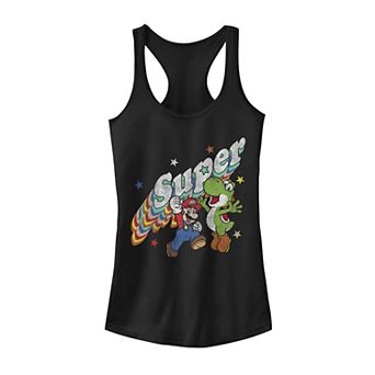 Juniors' Nintendo Super Mario Yoshi Rainbow 3D Star Graphic Tank Top