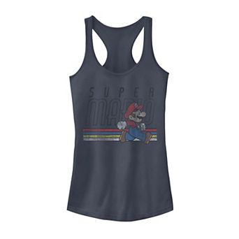 Juniors' Nintendo Super Mario Retro Stripe Walk Graphic Tank Top