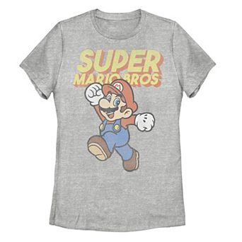 Juniors' Nintendo Super Mario Bros Retro Jump Logo Graphic Tee