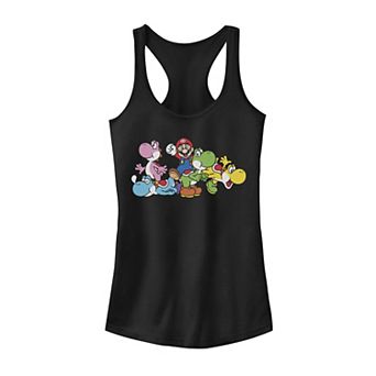 Juniors' Nintendo Super Mario Yoshi Ride Group Mashup Graphic Tank Top
