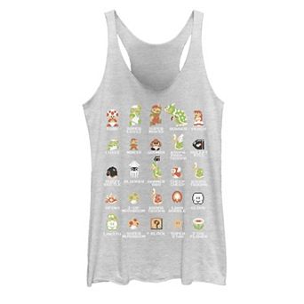 Juniors' Nintendo Super Mario 8-bit Pixel Icons List Graphic Tank Top
