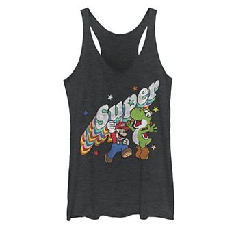 Juniors' Nintendo Super Mario Yoshi Rainbow 3D Star Graphic Tank Top