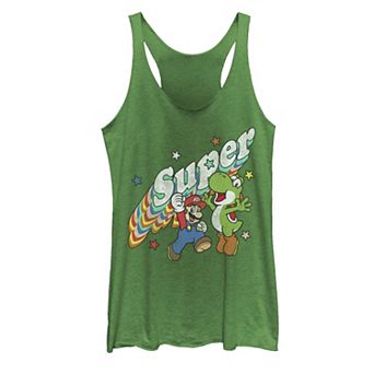 Juniors' Nintendo Super Mario Yoshi Rainbow 3D Star Graphic Tank Top